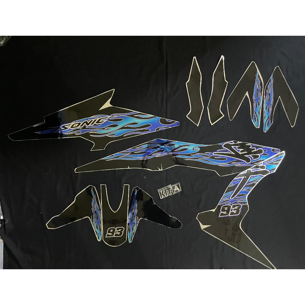 Decal Stiker Motor Honda Sonic MOTIF api api BIRU hitam L3-052
