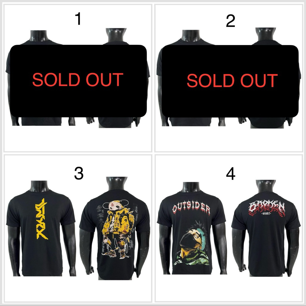 [100 Ribuan 6pcs] Kaos Distro L Grosir Gambar Depan Belakang Hitam Lengan Pendek Baju Distro