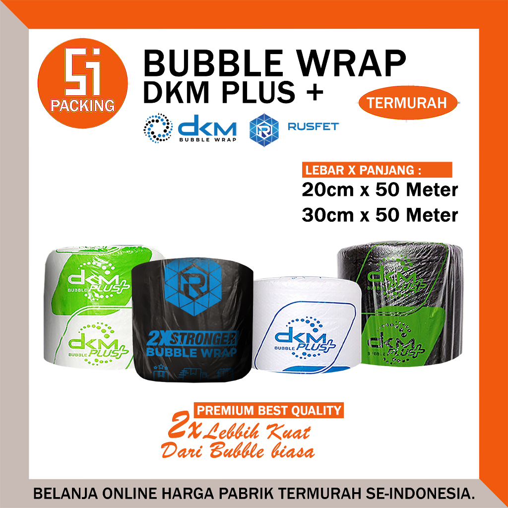 

Plastik Bubble Wrap DKM 30cm 40cm 20cm x 50m Putih Bening & Hitam Packing Roll