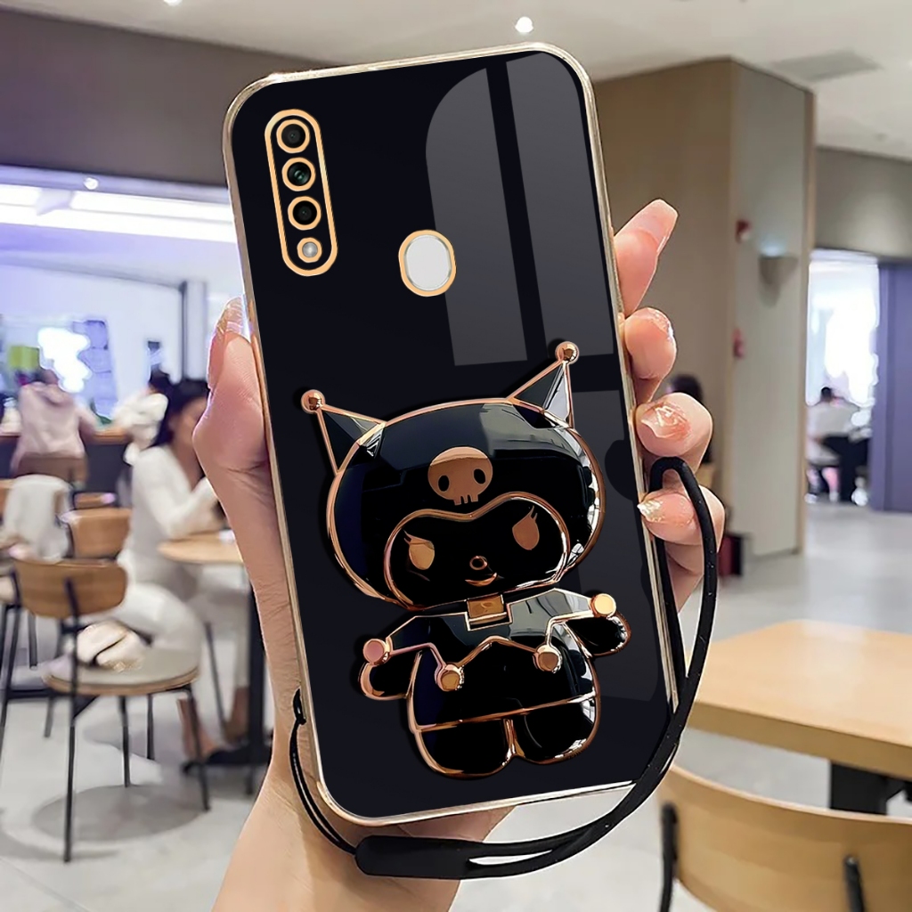 Case Oppo A31, A8 Softcase With Stand Mirror Silikon Luxury Plating