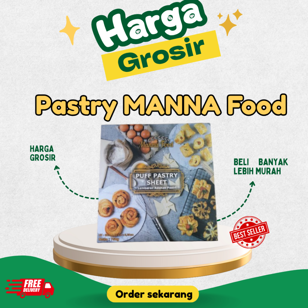 

(LEBIH HEMAT) Manna Food Puff Pastry Sheet Instan 750 gr Adonan Instan Praktis