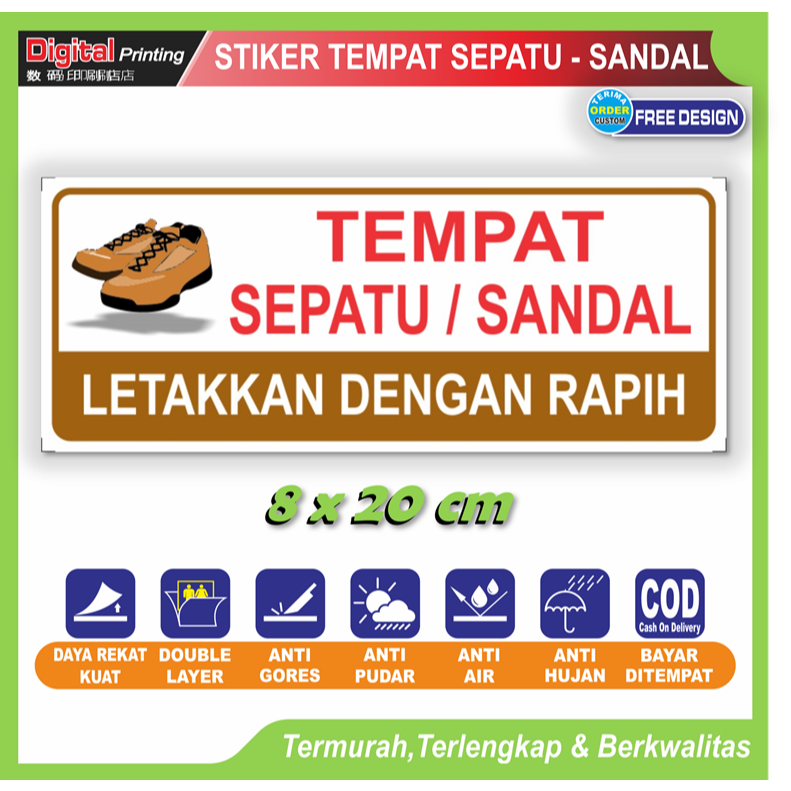

Stiker tulisan tempat sepatu sandal sticker kerapihan rak rumah sekolah kantor toko dll