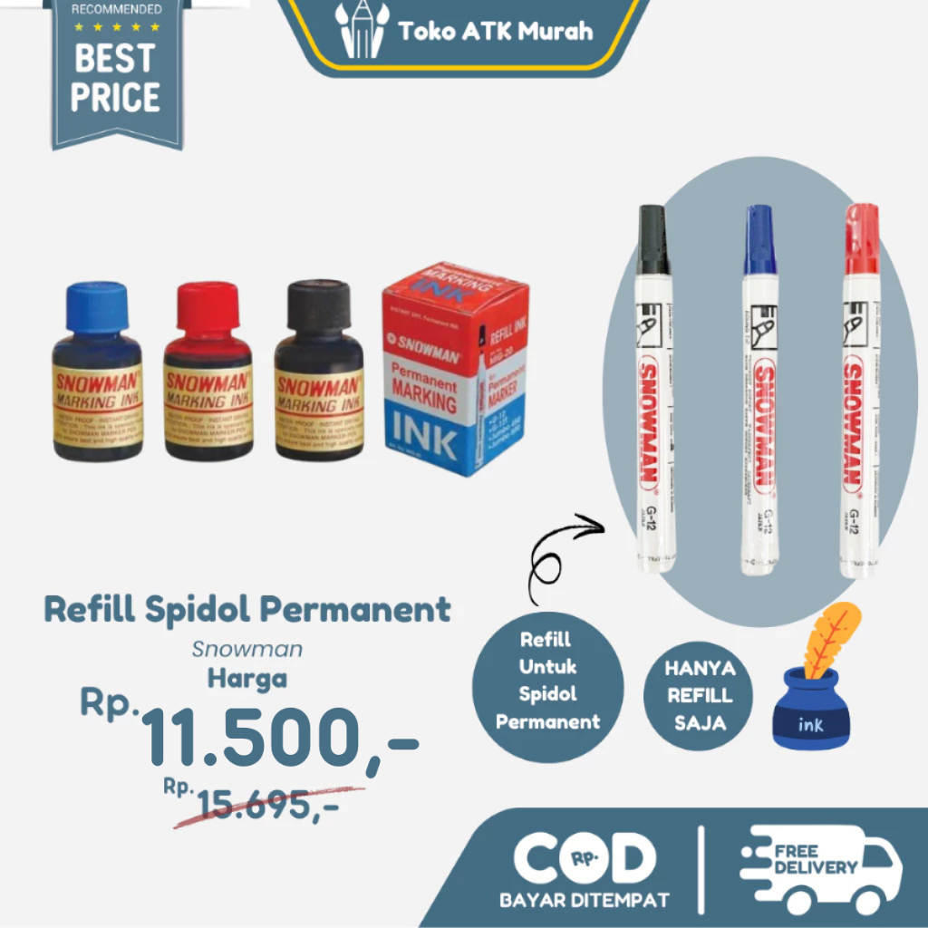 

Refill Tinta Spidol Permanent Snowman MIG-20