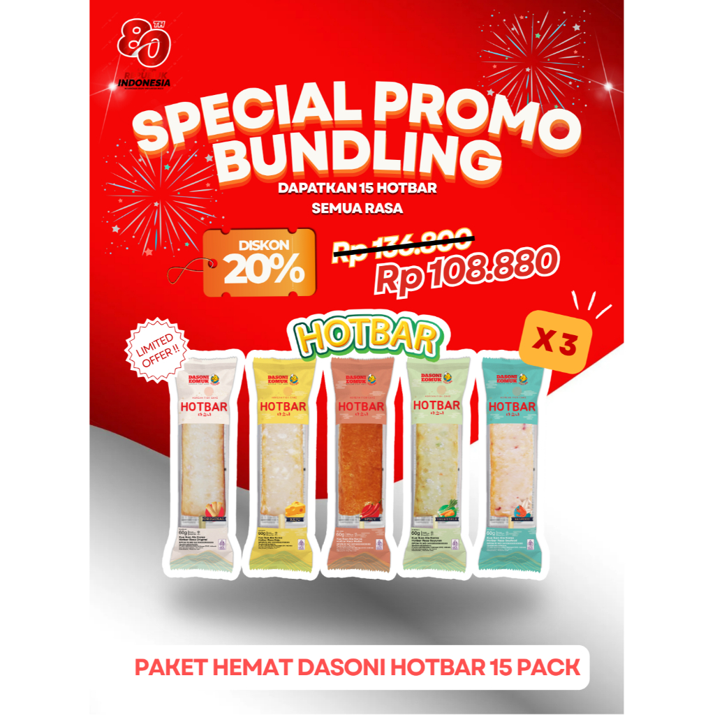 

PAKET HEMAT DASONI HOTBAR 15 PACK - BUNDLING HOTBAR LEBIH HEMAT