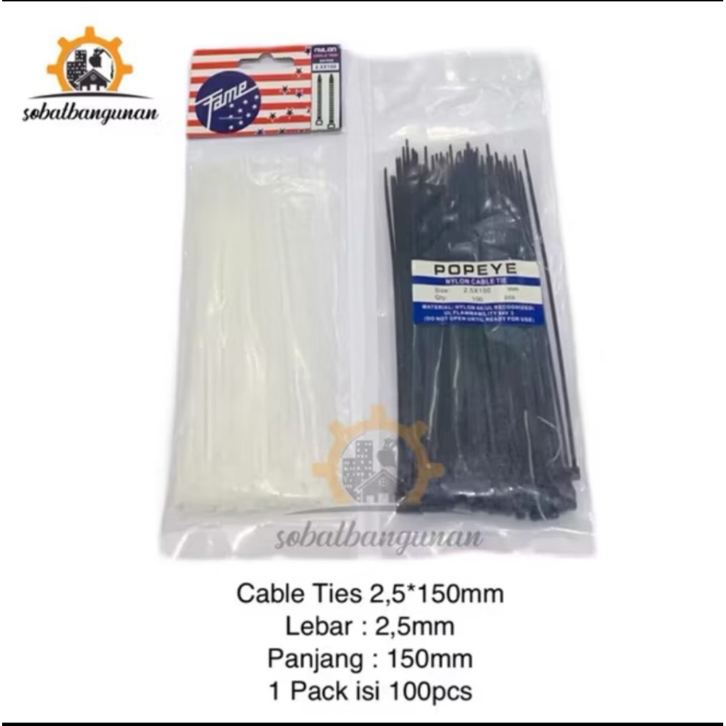 

Cabel Ties 15cm / kabel ties 1 Pack isi 100