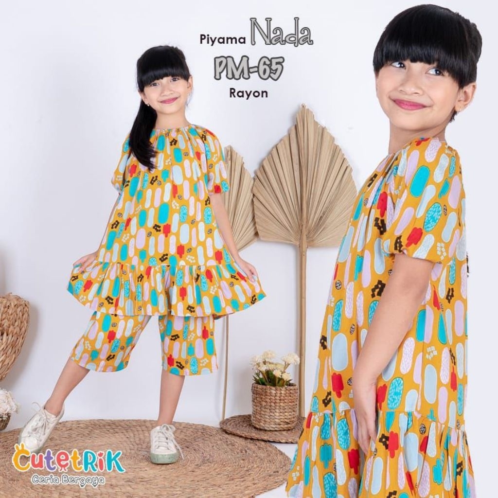CUTETRIK PIYAMA NADA PM-65 ANAK PEREMPUAN ONE SET RAYON PENDEK ANAK PEREMPUAN 6 7 8 9 10 TAHUN KADO 