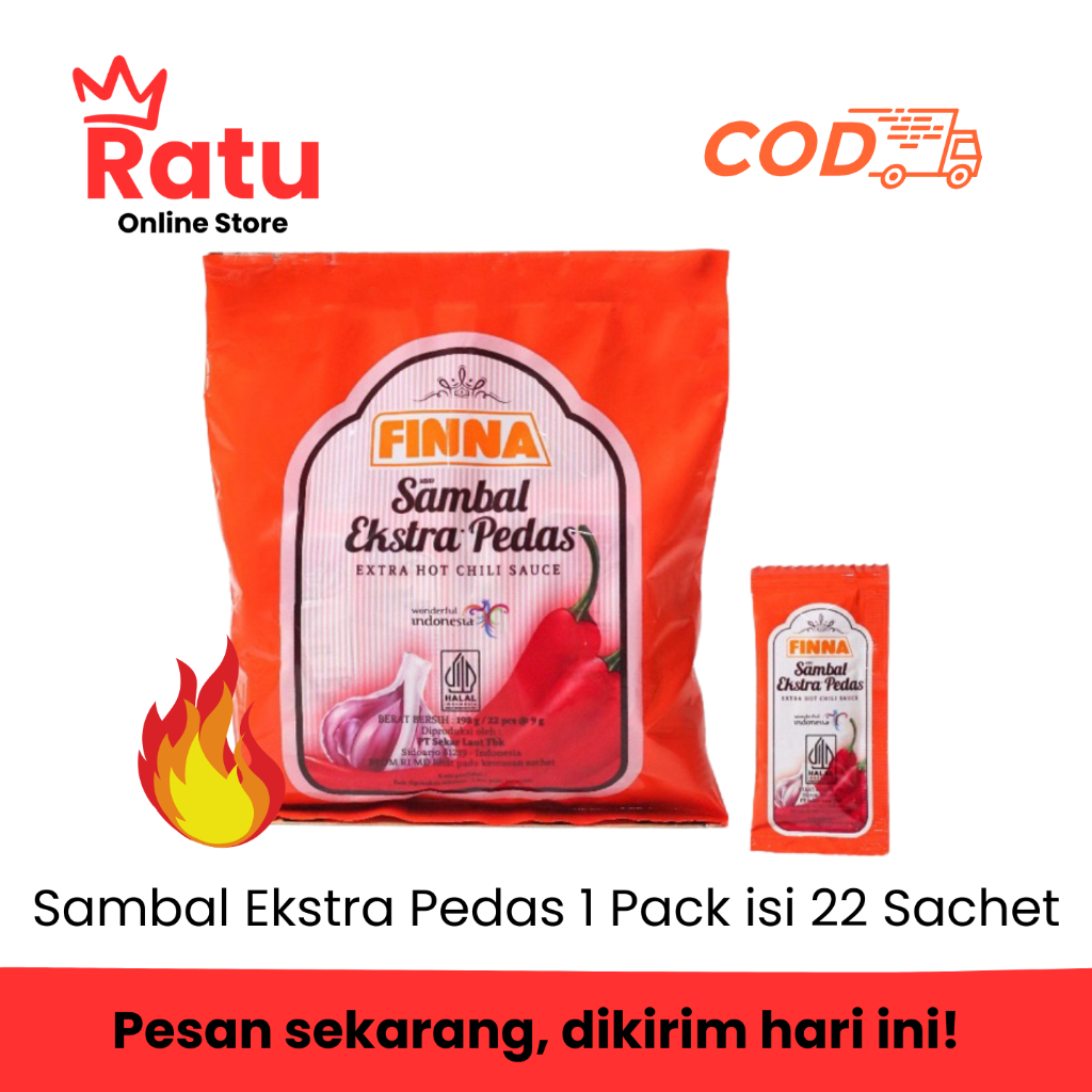 

FINNA SAOS SAMBAL EXTRA PEDAS 9GR | 1 Pack isi 22 Sachet