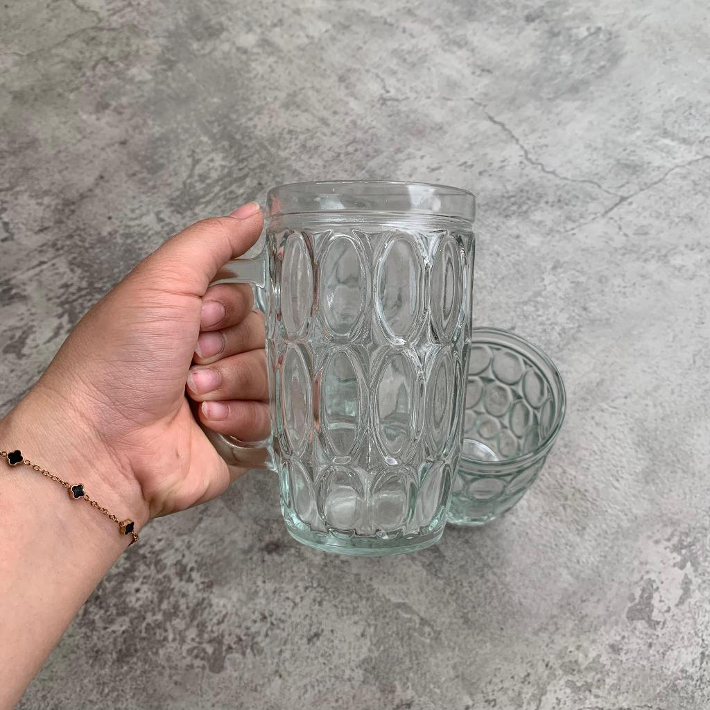 Bijian Gelas Es Teh / Gelas Kaca Gagang Jempol / Gelas Jempol