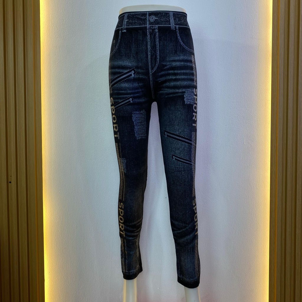 LEGGING PANJANG MOTIF JEANS / LEGGING JEANS PANJANG WANITA