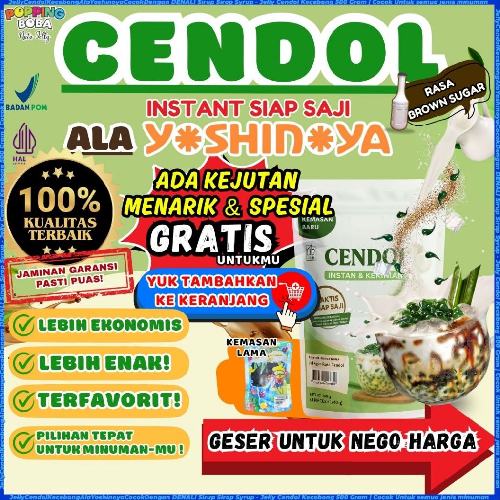 

JellyCendolKecebongAlaYoshinoyaCocokDengan DENALI Sirup Sirop Syrup - Jelly Cendol Kecebong 500 Gram | Cocok Untuk Semua Jenis Minuman