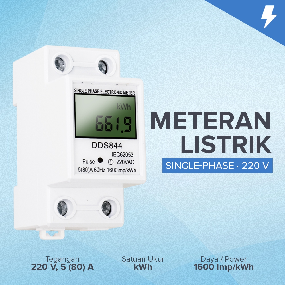 Meteran Listrik Digital KWH listrik Din Rail kWh Meter Single-Phase 220 V