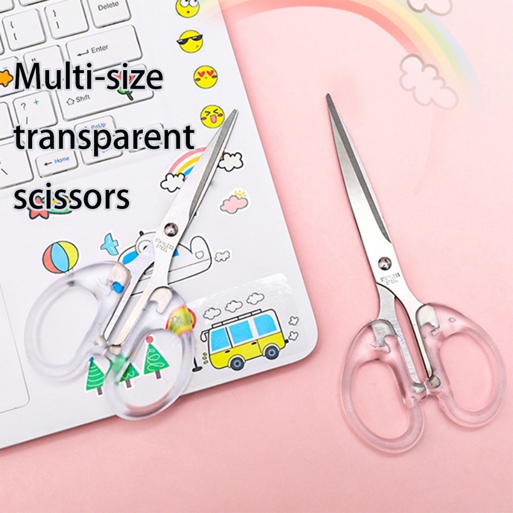 

Gunting kertas aesthetic Stainless Estetik Transparan Bening Putih Baja Multifungsi Gunting Kertas Peralatan Kantor