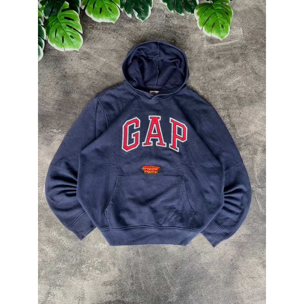 HOODIE GAP BIRU DONGKER LOGO MERAH PUTIH ORIGINAL