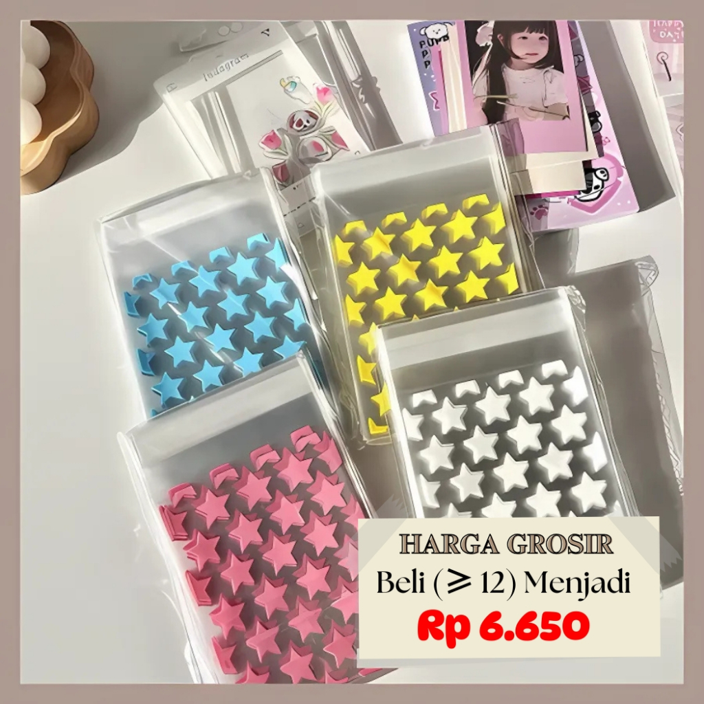 

50 Lembar Kertas Plastik Bening Packing Kartu Kpop Pokemon Card Motif Bintang