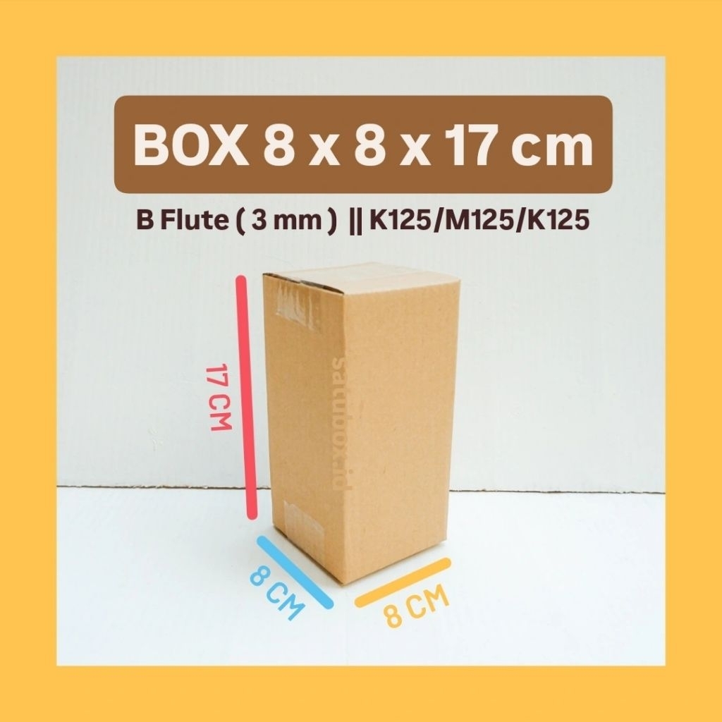 

kardus karton box polos uk. 8x8x17 cm, single wall tebal 3mm