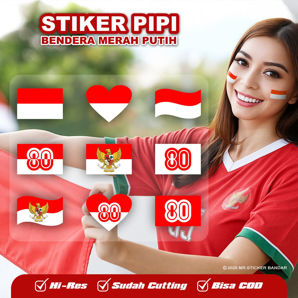 

Stiker Pipi Merah Putih Bendera Indonesia Aksesoris Wajah Tempelan Muka Sticker Karnaval Kemerdekaan