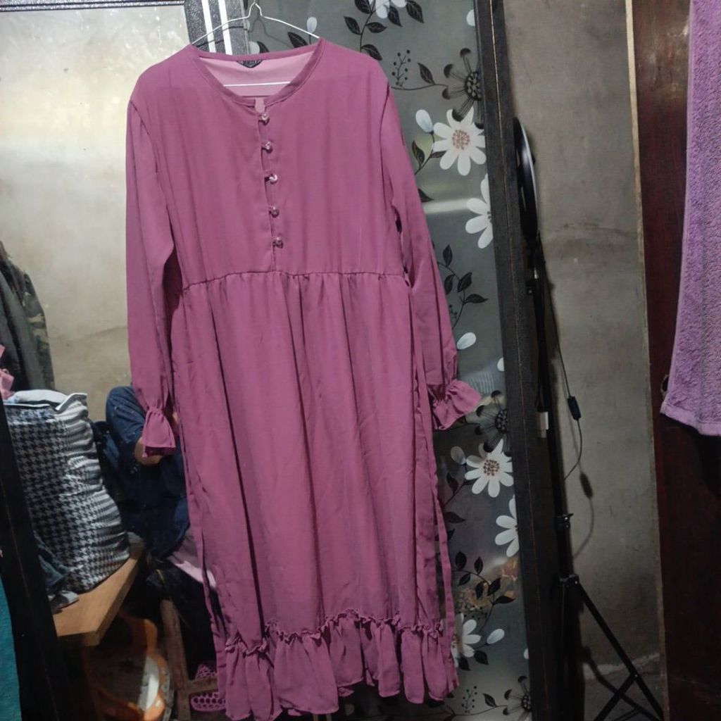 Midi tunik Ceruty baby doll lavender minus