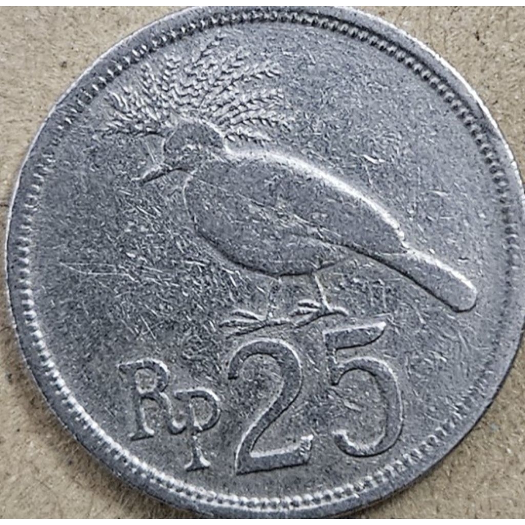 Koin Kuno negara indonesia 25 rupiah brung emprit tahun 1971 kondisi utuh dijamin original 100%