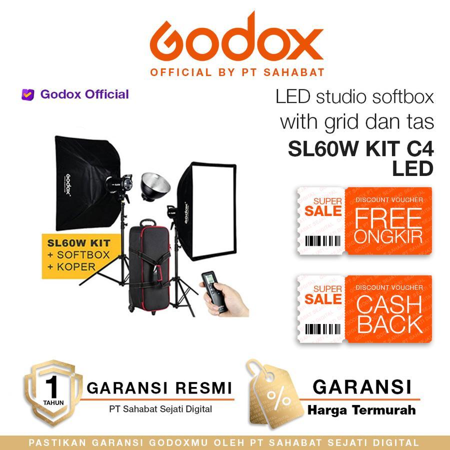 GODOX SL60W KIT C4 LED paketan LED studio softbox with grid dan tas