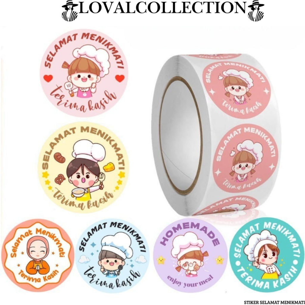 

LC STIKER SELAMAT MENIKMATI H788 STICKER BULAT ROLL MAKANAN KUE THANK YOU TERIMA KASIH 500 PCS STIKER TERIMA KASIH SEAL LABEL ROLL HAPPY BIRTHDAY STICKER, STIKER KERTAS TERIMAKASIH