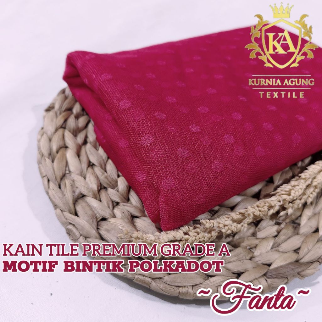 KAIN TILE BINTIK/ TILE DOT/ TILE MOTIF BINTIK PREMIUM WARNA FANTA / FUSCHIA BAHAN HALUS JATUH METERA