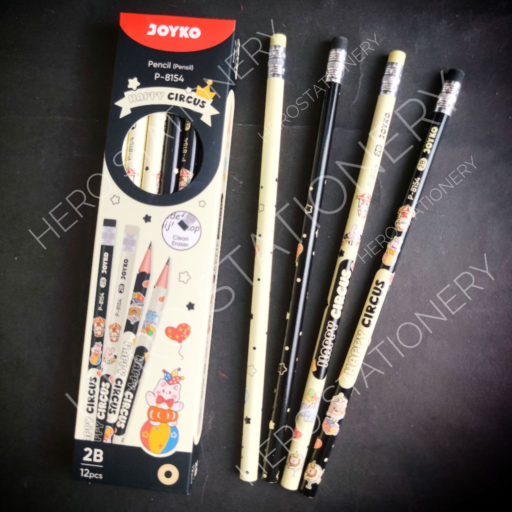 

Pensil 2B pencil joyko happy circus penghapus P-8154 . 12 unit