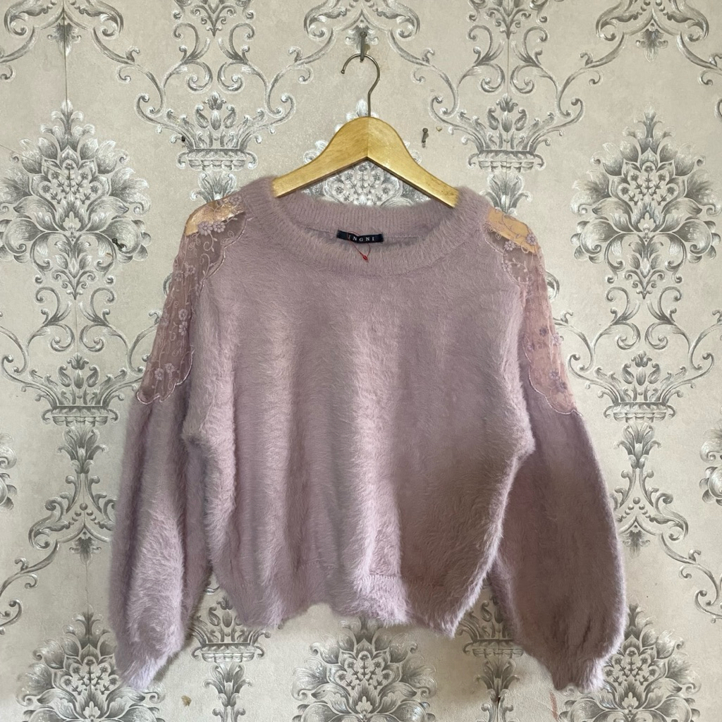 SWEATER  FUZZY KOREAN  STYLE  FUZZY CROP WANITA