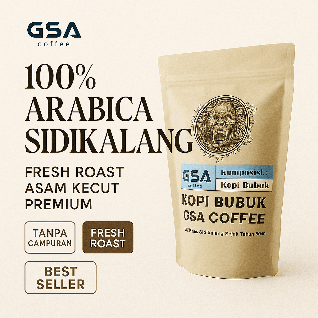 

Kopi Bubuk Arabica Sidikalang 1Kg – GSA Coffee | Tanpa Campuran Aroma Khas Rasa Premium Harga Hemat