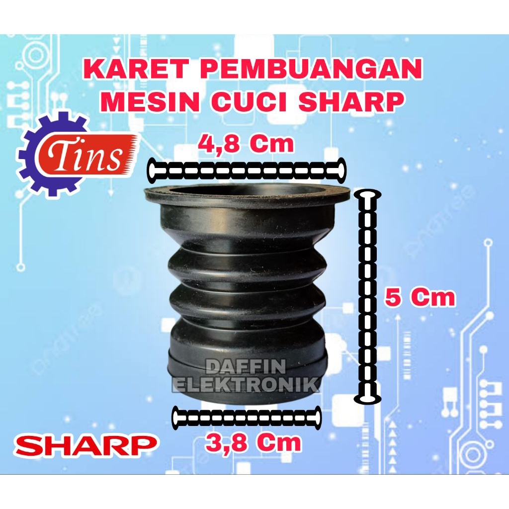 KARET PEMBUANGAN MESIN CUCI SHARP TINS SUPER TEBAL DAN LENTUR | SEAL PEMBUANGAN SHARP | KARET PEMBUA
