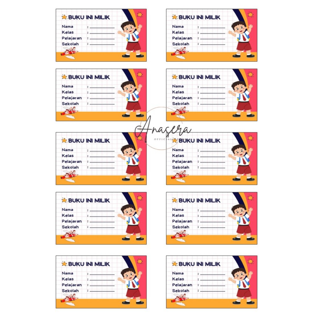 

Stiker nama buku sekolah/ label nama/ stiker label buku
