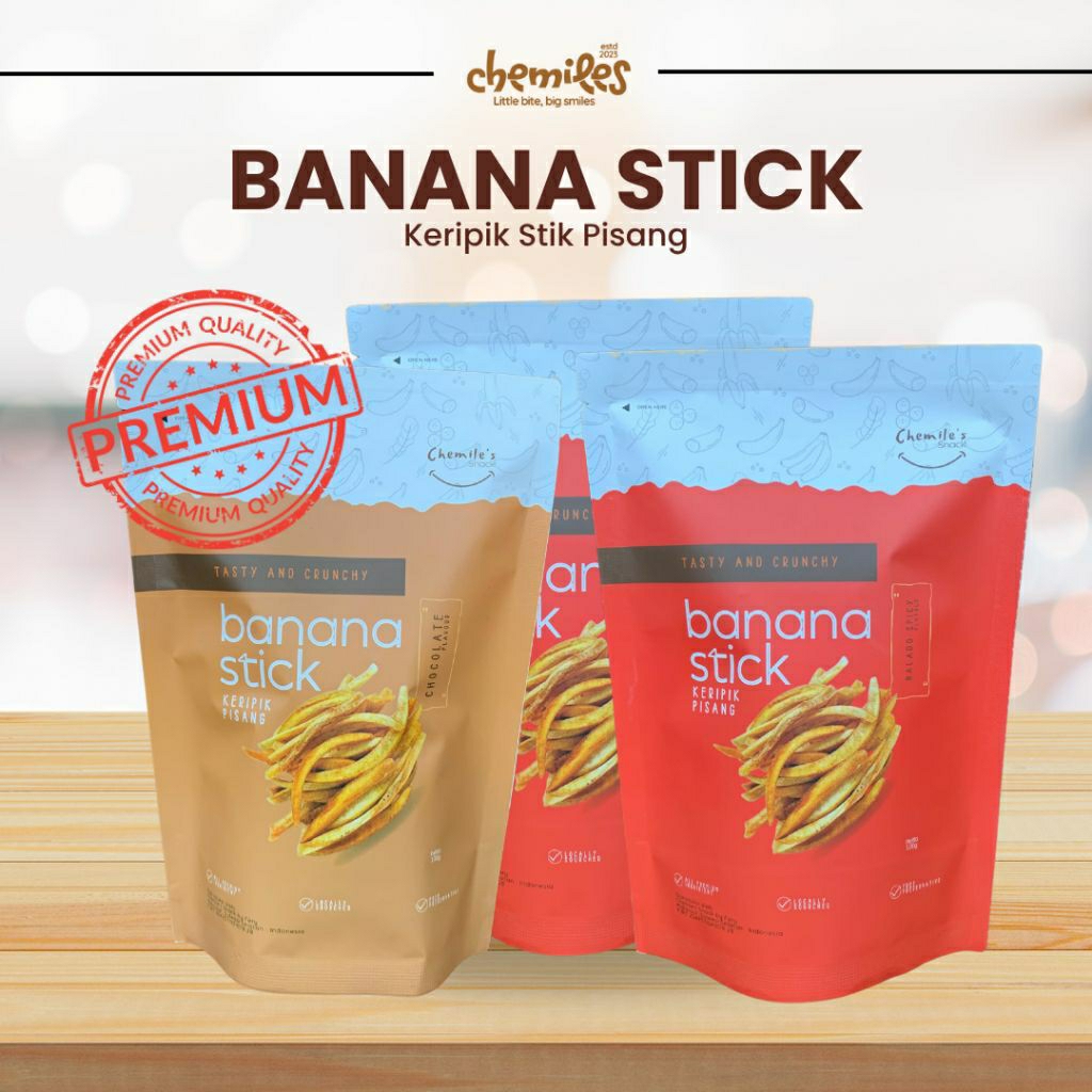 

Keripik Pisang Keripik Buah BUNDLING BANANA STICK 1 PCS CHOCO + 2 PCS BALADO