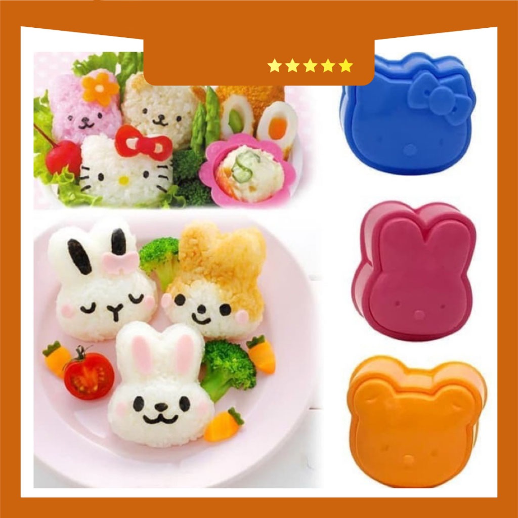 Set 3 in 1 Cetakan Nasi Karakter / Cetakan nasi bento/ Rice Mold / Cetakan Bento IJNC