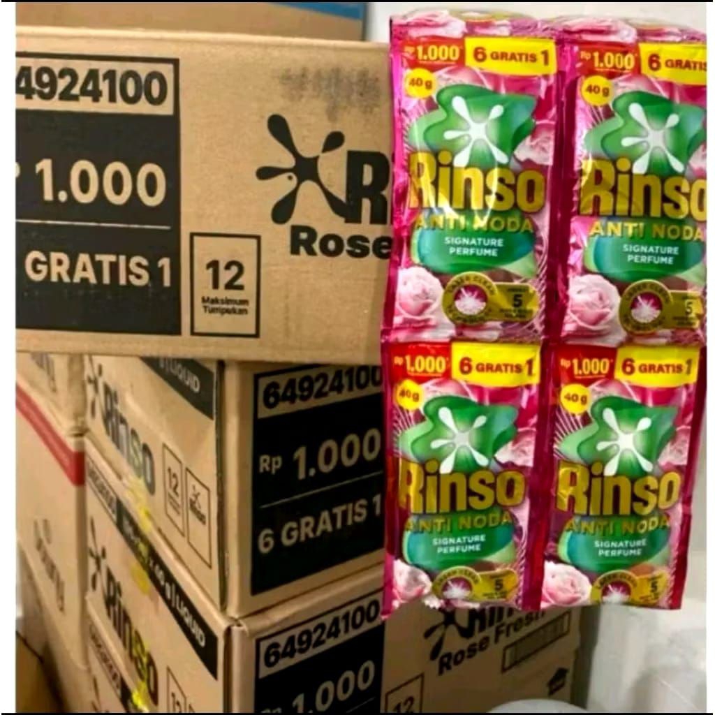 promo rinso cair kemasan 1000n 1 dus isi 112 sachet