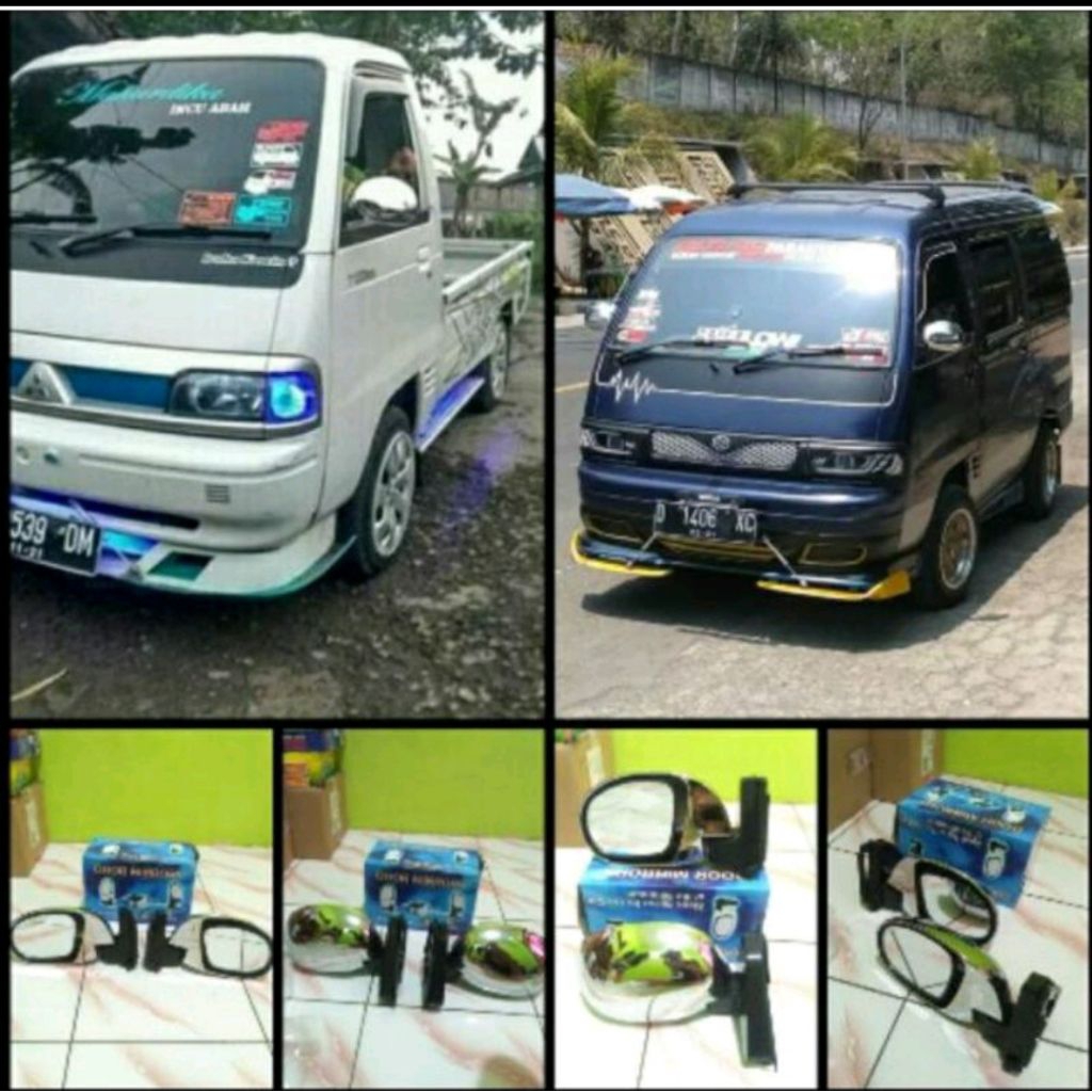 KACA SPION MOBIL UNIVERSAL SEDAN, CARRY FUTURA, WARNA CHROME, BISA DILIPAT (HARGA 1set)