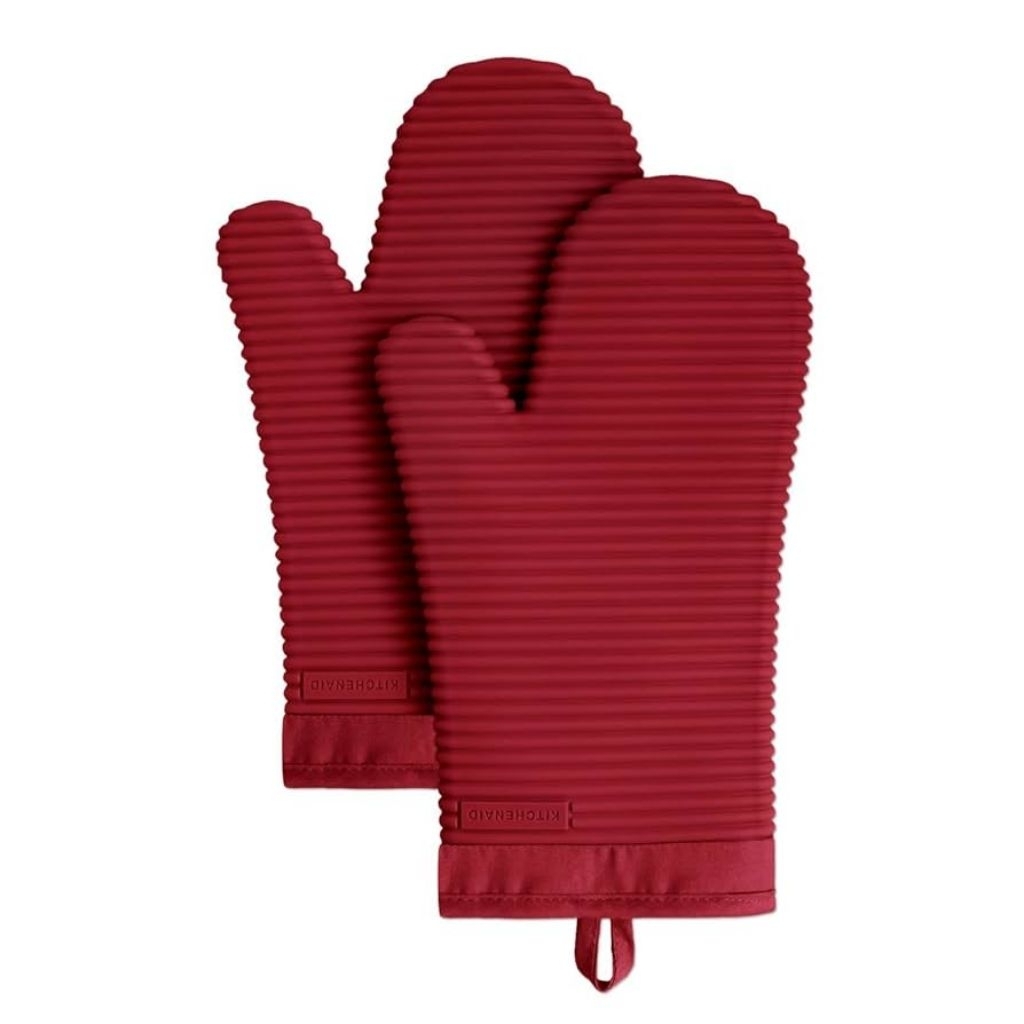KitchenAid Ribbed Soft Silicone Oven Mitt Set, Smoked Paprika 2 Count 
