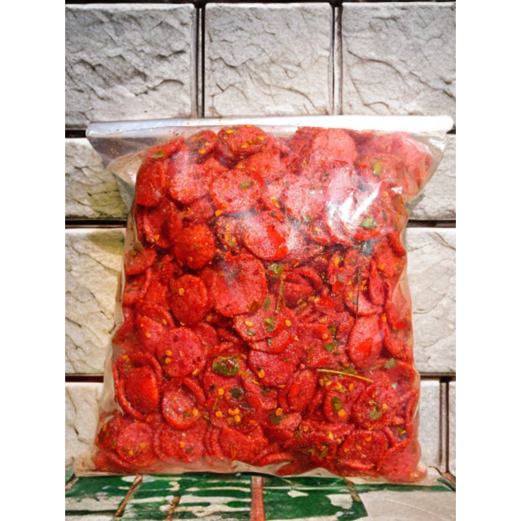 

sosis goreng /sosreng bulat viral pedas daun jeruk bermacam kemasan