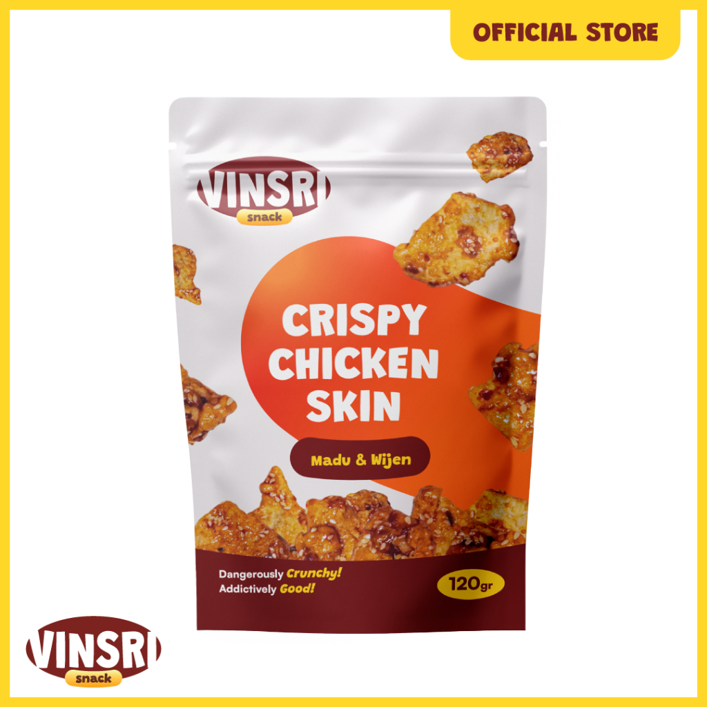 

VINSRI Chicken Skin Kulit Ayam Crispy Madu Wijen Makanan Ringan Snack Gurih Pedas Manis 120 gram