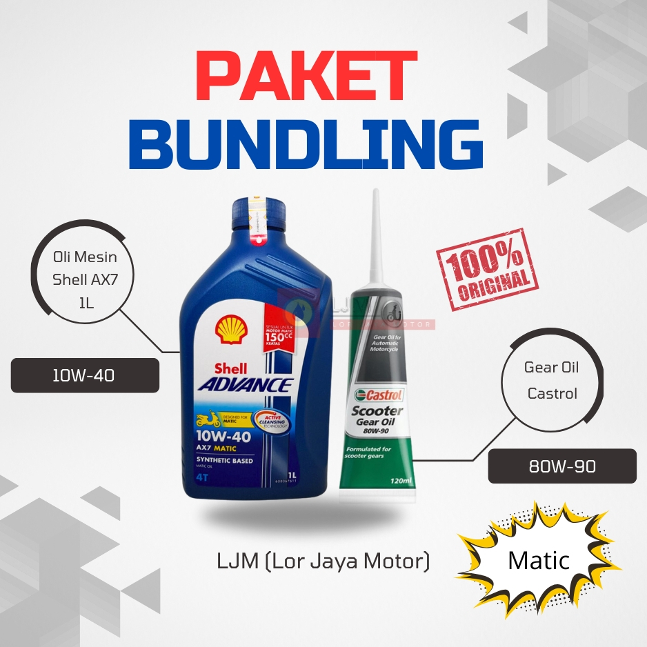 Oli Motor Matic Shell Advance AX7 Matic Scooter 10W-40 1 Liter / Oli Shell Matic dan Gardan castrol