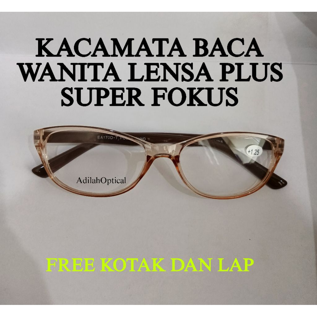 Kacamata Baca Wanita Cat eye Lensa Plus Super Fokus Kacamata Rabun Dekat Terkini kacamata baca khusu