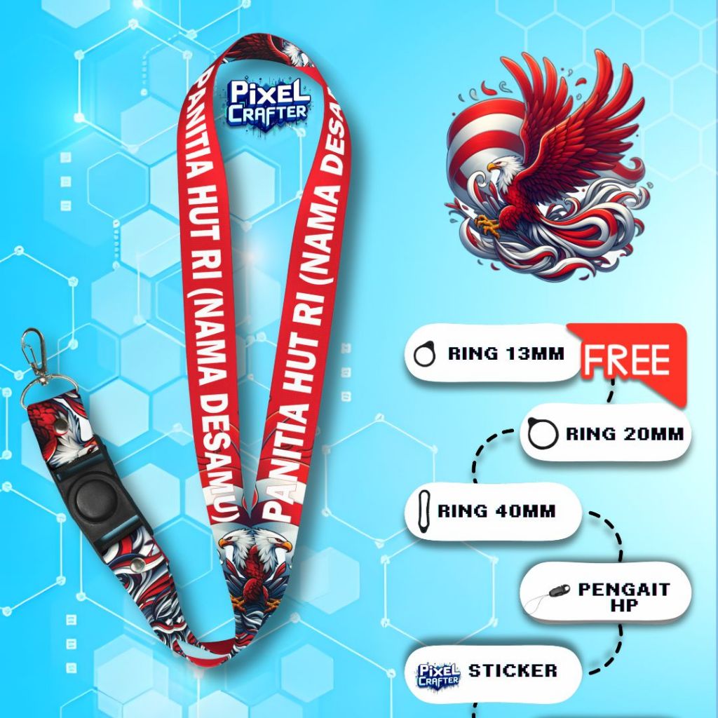 

CUSTOM LANYARD PANITIA HUT RI GARUDA | GANTUNGAN HP | GANTUNGAN KUNCI | GANTUNGAN ID CARD