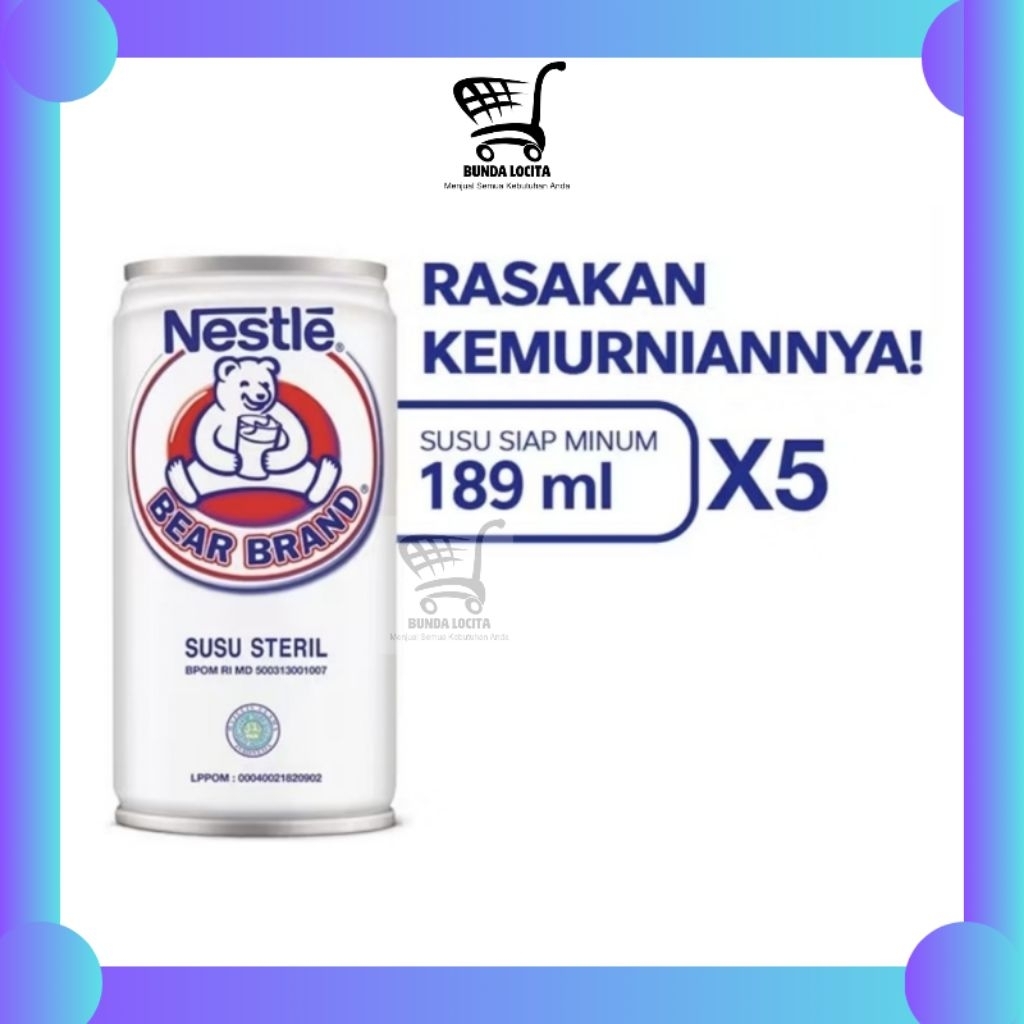 

Bear Brand 189ml Susu Steril paket 5 Kaleng