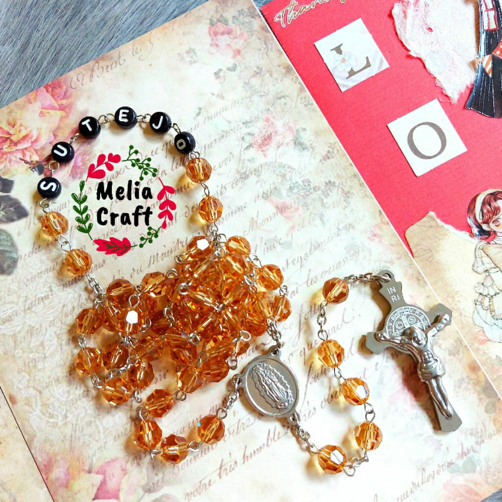 Rosario Kristal Swarovski Brown Anti Karat - Swarovski Crystal Rosary - Rustproof