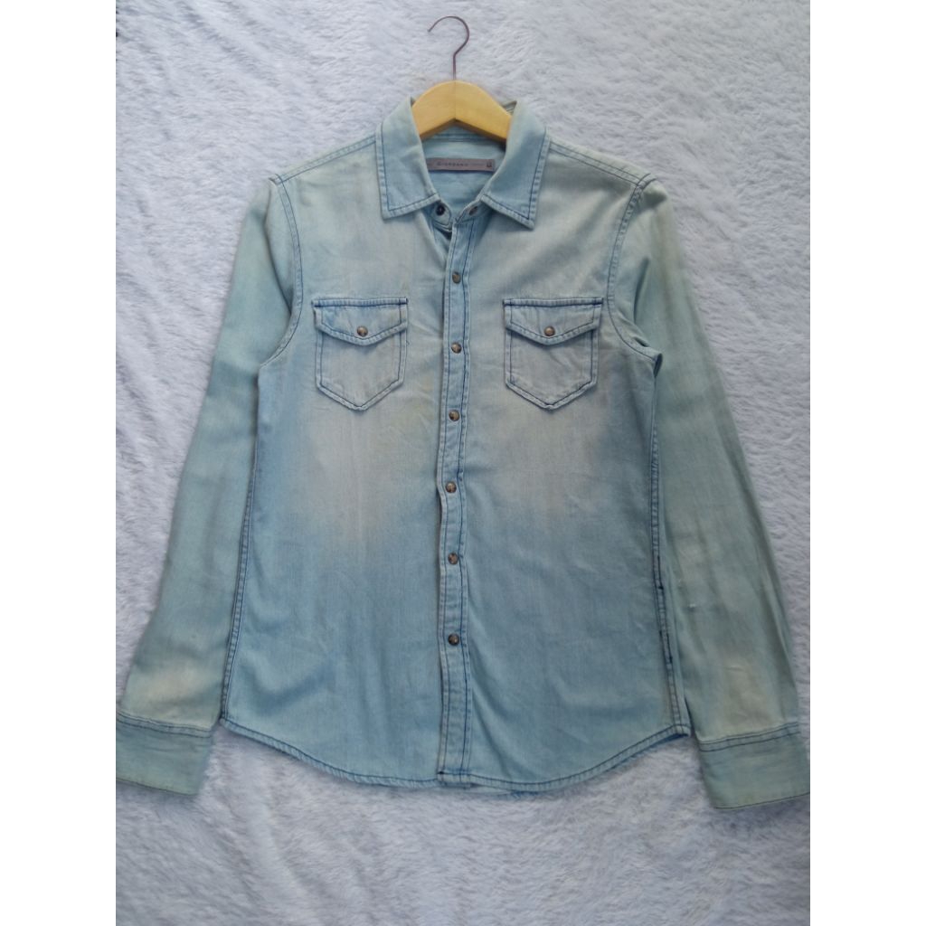 Kemeja Giordano Denim Wash Blue Biru Muda