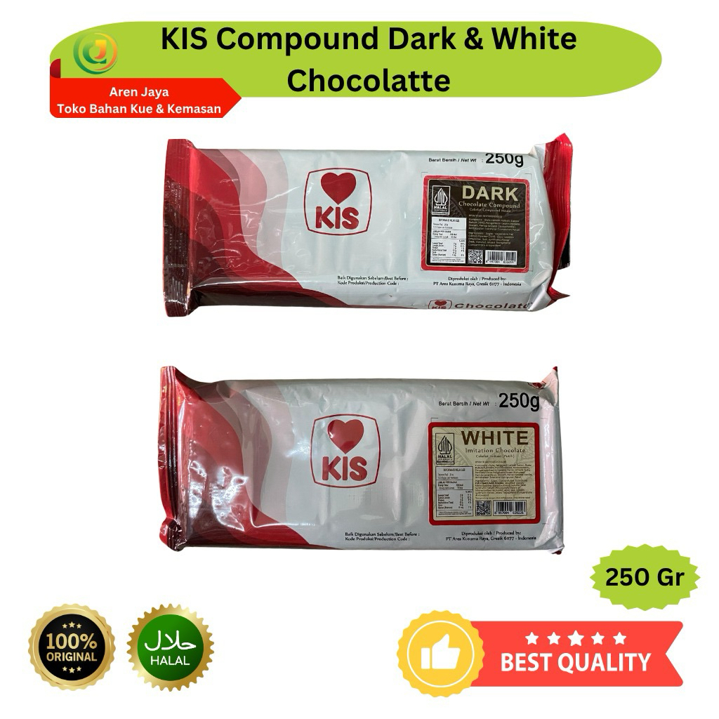 

KIS Coklat Compound Cokelat Batang Chocolatte Block Blok Dark White 250 Gram Original