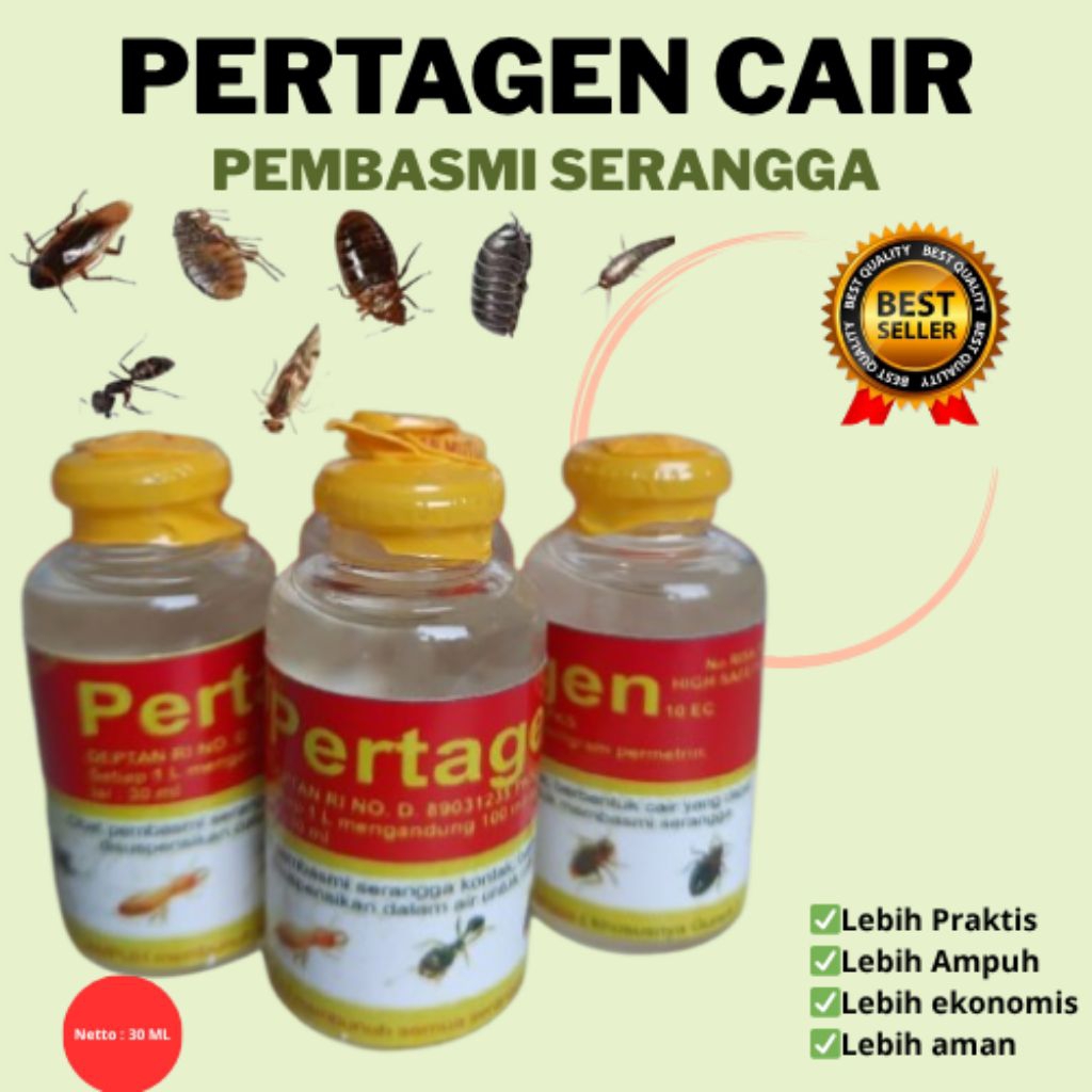 PERTAGEN CAIR 10 WP. PEMBASMI SEGALA SERANGGA (KECOA NYAMUK, SEMUT & LALAT) DALAM RUMAH DAN TANAMAN