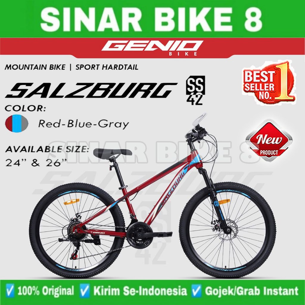 Sepeda Gunung Ukuran 24 & 26 Inch MTB GENIO SALZBURG SS 42 24 Speed