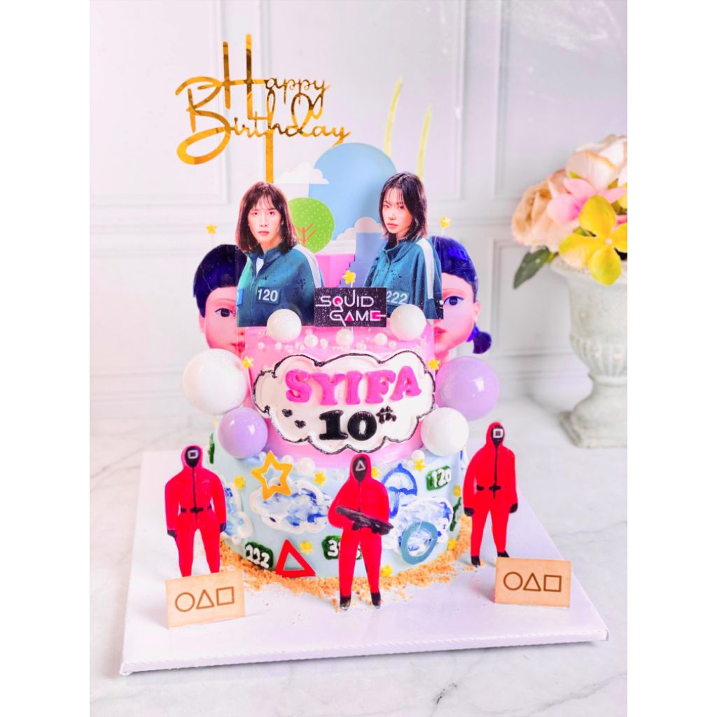 

kue ulang tahun birthday squid game topper