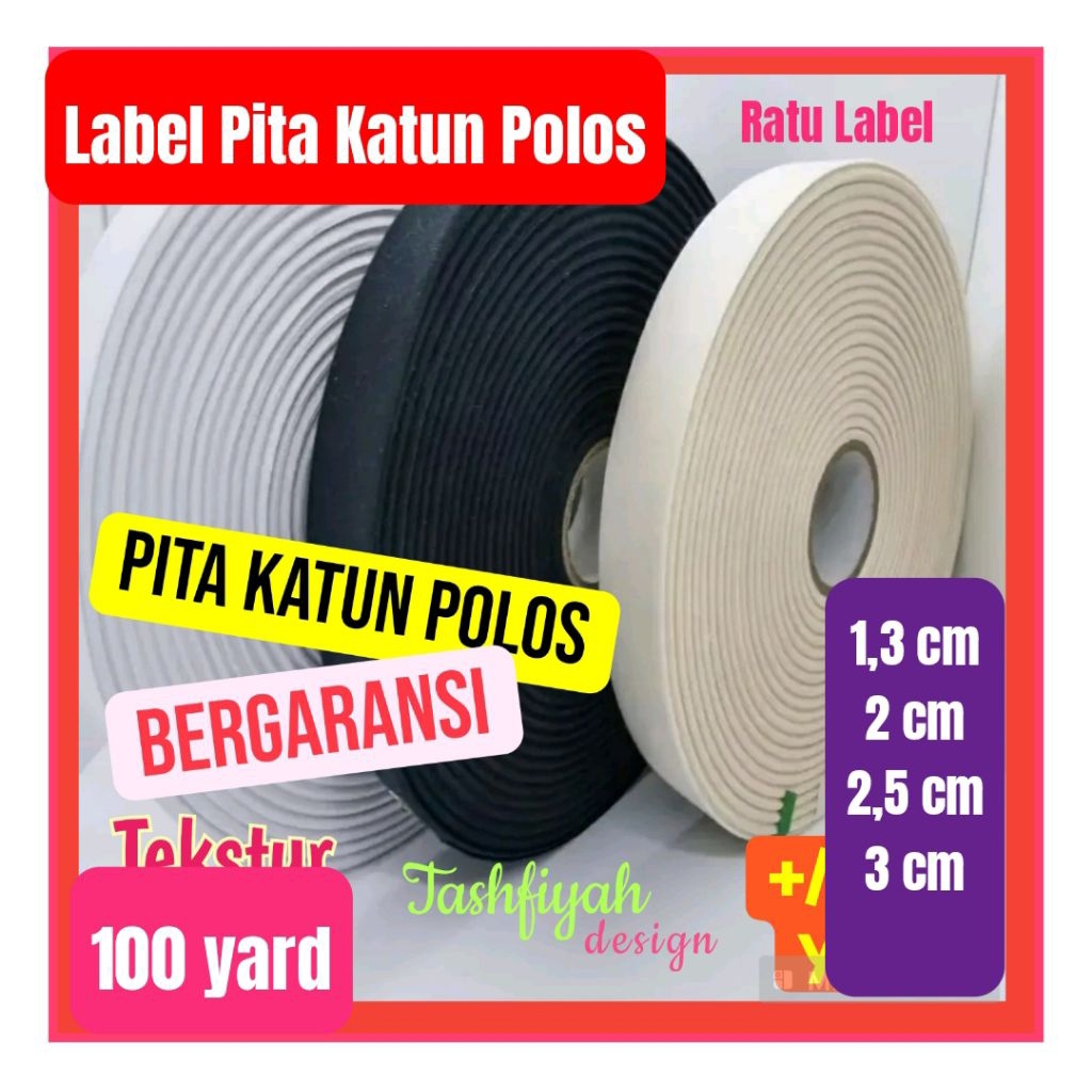 

Label Katun Hitam 2cm Pita roll Polos halus