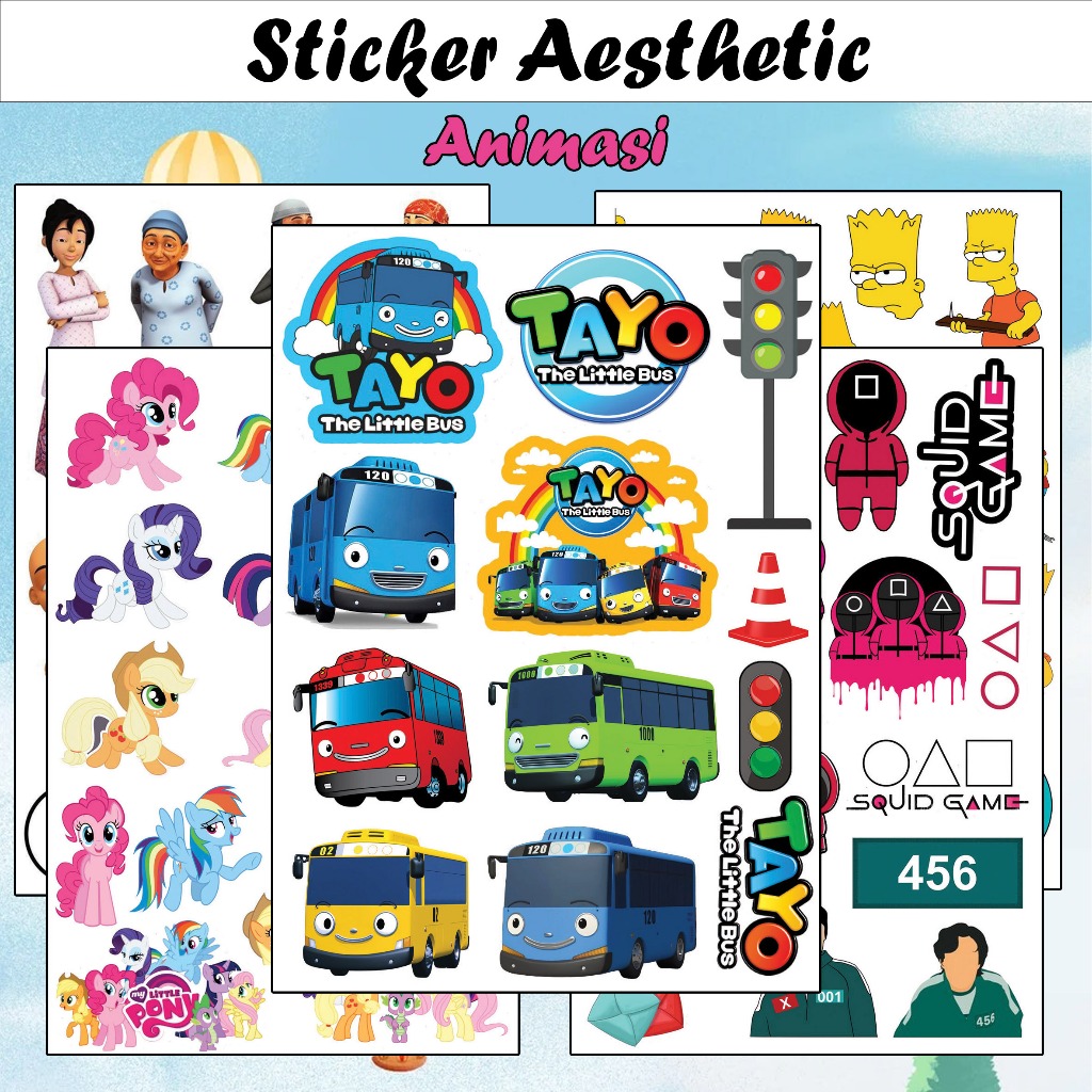 

Sticker Animasi A6 A5 stiker kartun Tayo Upin Ipin tom and Jerry the Simpson murah aesthetic Winnie the Pooh