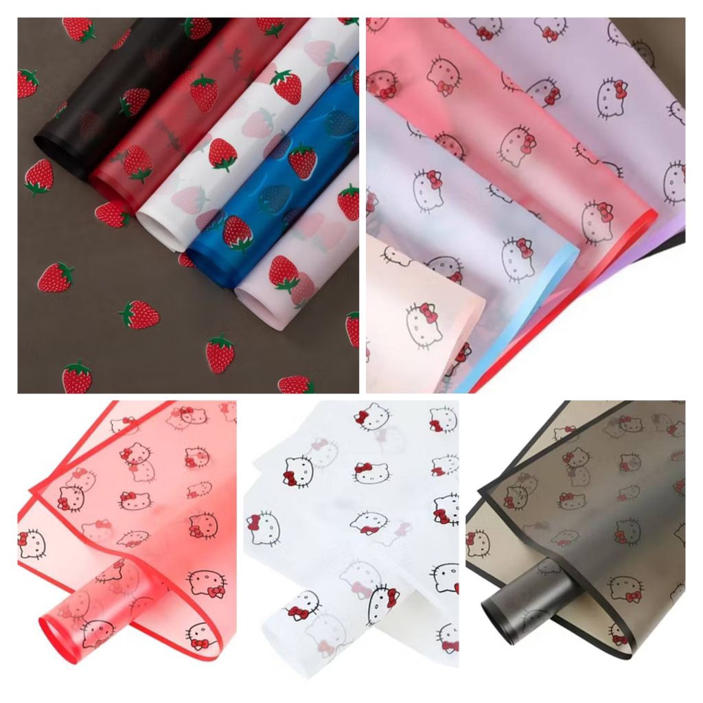

Cellophane Motif Strawberry - Kertas Buket Hello Kitty - Kertas Buket Cerry - Cellophane Waterproof